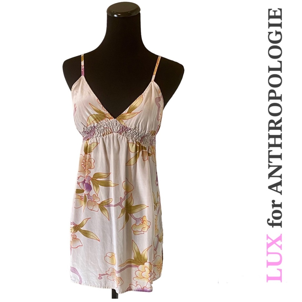 LUX for ANTHROPOLOGIE Floral 100% Silk Top Size XS